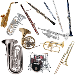 a set of different band instruments