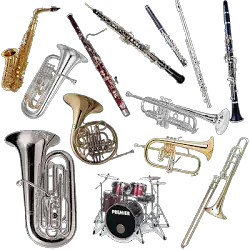 a set of different band instruments