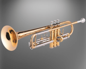 A closeup of a trumpet