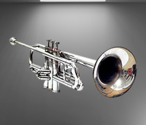 A silver trumpet model