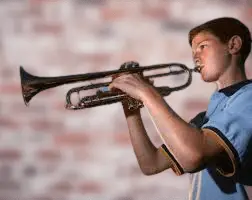 Beginner playing trumpet