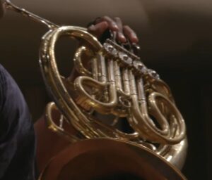 A detailed view of a french horn