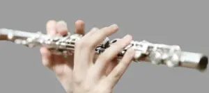 Flute player close up