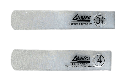 Two legere clarinet signature reeds, side by side