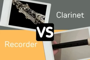 a clarinet and a recorder side by side