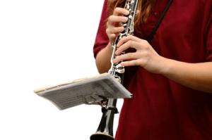 Student playing a clarinet