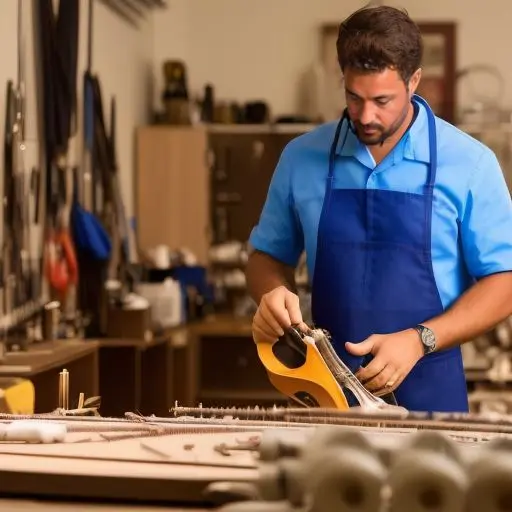 a sax repair man in his repair shop