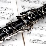 Clarinet lying in a music sheet