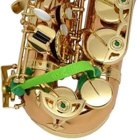 Green colored key leaves on a saxophone